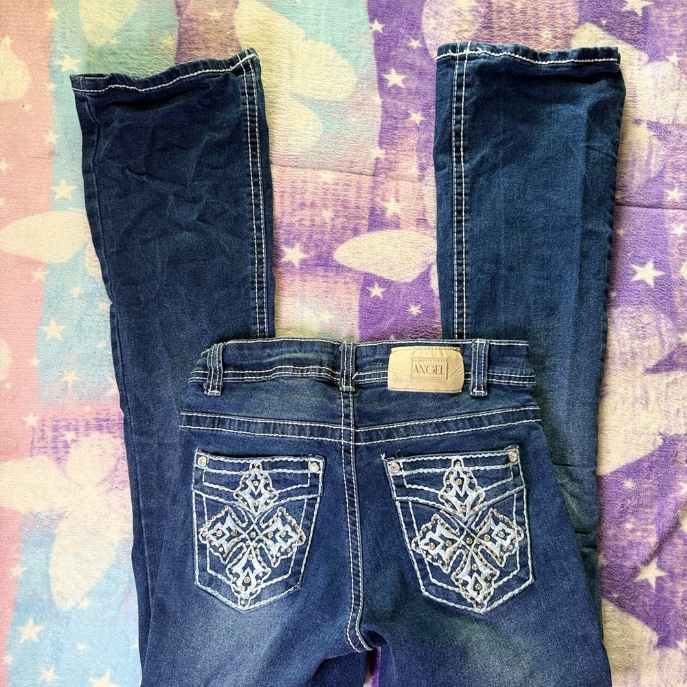 Angel Blue Boot Cut Jeans with Embroidered Details